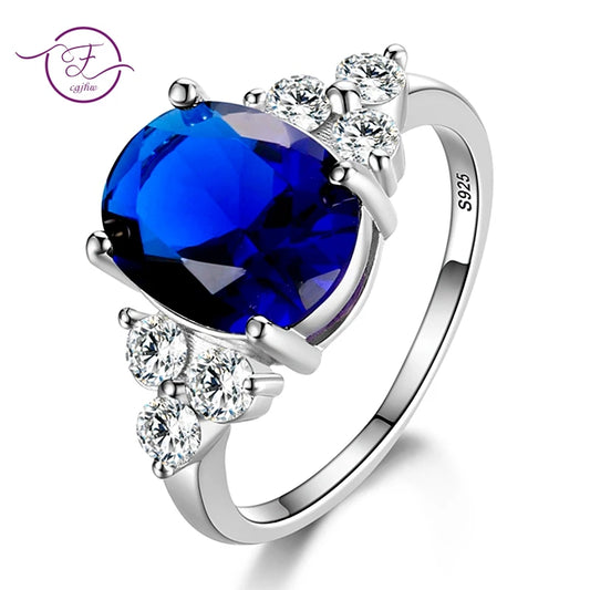 Luxury S925 Sterling Silver Ring for Women – AAAAA Zircon Oval Cut Olive Green, Royal Blue, Red, Emerald Stone | Elegant Wedding & Party Jewelry Gift