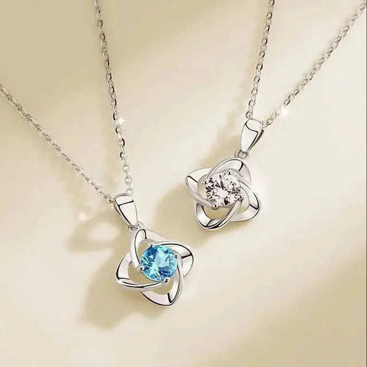 Lucky Four Leaf Clover Necklace for Women – Copper Inlaid Zircon Pendant | Valentine’s Day & Birthday Gift for Girlfriend | Foshkan.com