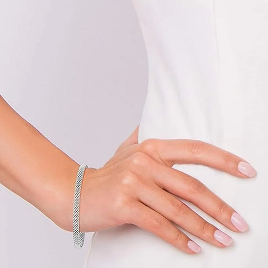 Women’s 925 Sterling Silver Italian Mesh Link Bracelet – Elegant Chain Fashion Jewelry