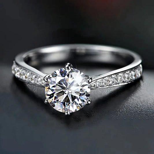 Luxury Moissanite Ring for Women | Shining Crystal Diamond Look | 925 Sterling Silver Wedding Party Jewelry - Foshkan.com