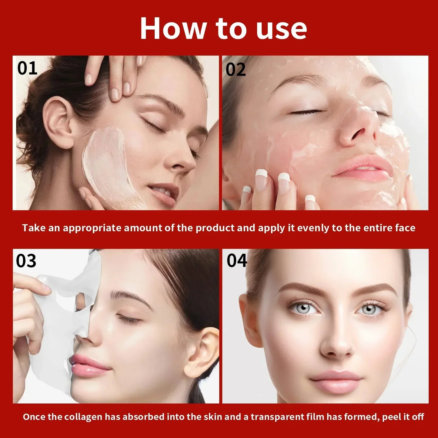Real Collagen Fit Wrapping Mask – 670,000ppm Collagen Peel-Off Facial Mask for Firming, Hydration, Glow & Glass Skin - Foshkan.com