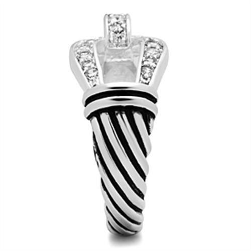 SS050 - Silver 925 Sterling Silver Ring with AAA Grade CZ in Clear