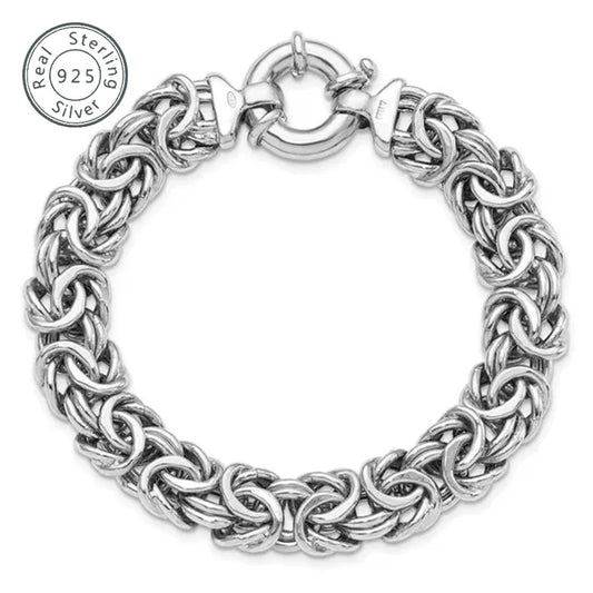 Women’s Italian 925 Sterling Silver Byzantine Bracelet – 6mm Handmade Luxury Chain Jewelry
