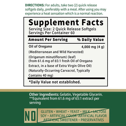 Oil of Oregano 120 Capsules – Immune Support, Digestive Health, Heart Wellness & Natural Detox Supplement - Foshkan.com