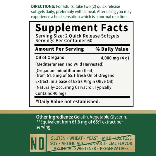 Oil of Oregano 120 Capsules – Immune Support, Digestive Health, Heart Wellness & Natural Detox Supplement - Foshkan.com