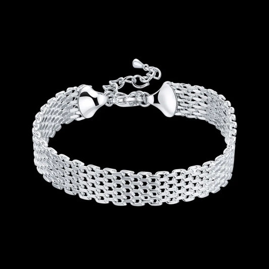 Lekani Women’s Fashion Charm Bracelet 925 Sterling Silver Color – Soft Watchband Bangle Fine Jewelry