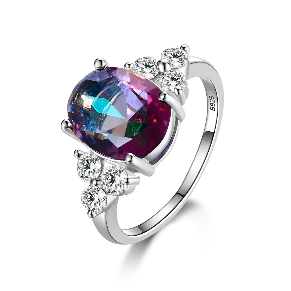 Luxury S925 Sterling Silver Ring for Women – AAAAA Zircon Oval Cut Olive Green, Royal Blue, Red, Emerald Stone | Elegant Wedding & Party Jewelry Gift
