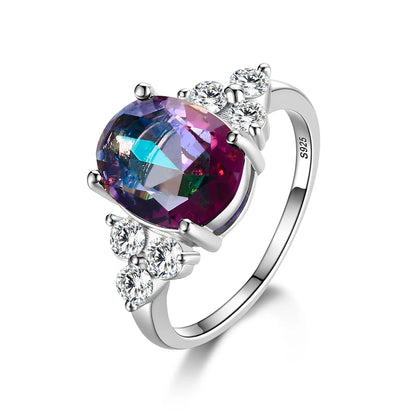 Luxury S925 Sterling Silver Ring for Women – AAAAA Zircon Oval Cut Olive Green, Royal Blue, Red, Emerald Stone | Elegant Wedding & Party Jewelry Gift