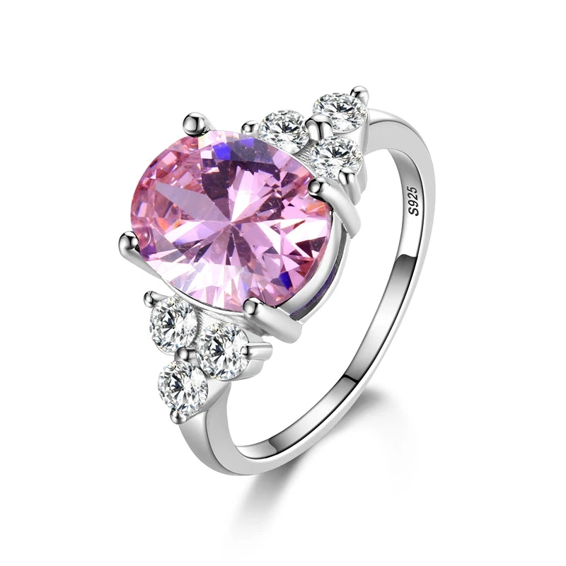 Luxury S925 Sterling Silver Ring for Women – AAAAA Zircon Oval Cut Olive Green, Royal Blue, Red, Emerald Stone | Elegant Wedding & Party Jewelry Gift
