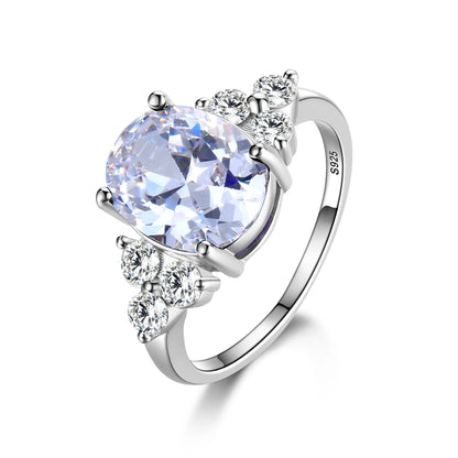 Luxury S925 Sterling Silver Ring for Women – AAAAA Zircon Oval Cut Olive Green, Royal Blue, Red, Emerald Stone | Elegant Wedding & Party Jewelry Gift