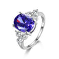 Luxury S925 Sterling Silver Ring for Women – AAAAA Zircon Oval Cut Olive Green, Royal Blue, Red, Emerald Stone | Elegant Wedding & Party Jewelry Gift