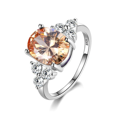 Luxury S925 Sterling Silver Ring for Women – AAAAA Zircon Oval Cut Olive Green, Royal Blue, Red, Emerald Stone | Elegant Wedding & Party Jewelry Gift