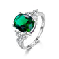 Luxury S925 Sterling Silver Ring for Women – AAAAA Zircon Oval Cut Olive Green, Royal Blue, Red, Emerald Stone | Elegant Wedding & Party Jewelry Gift