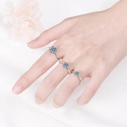 EWYA Classic D Color 4 Prong 0.5-2CT Moissanite Rings For Women Fine Jewelry S925 Sterling Silver Diamond Ring Wedding Band Gift - Foshkan.com