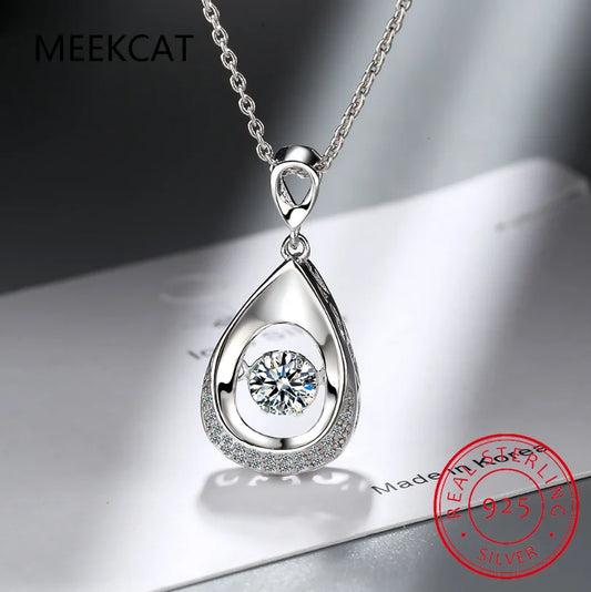 D Color 1 Carat Moissanite Teardrop Pendant Necklace for Women – S925 Sterling Silver Pt950 Chain | Elegant Wedding Jewelry Gift