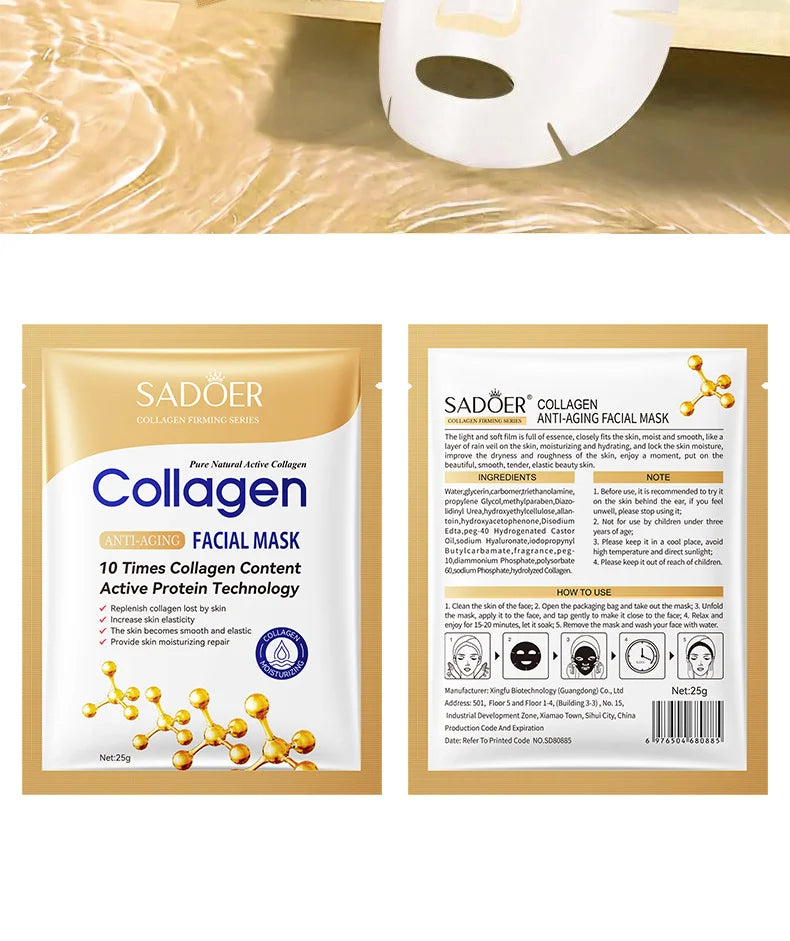 10PCS Collagen Facial Mask – Anti-Wrinkle, Anti-Aging, Moisturizing & Brightening Korean Skincare - Foshkan.com