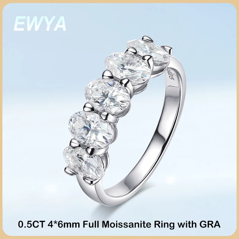 D Color Moissanite Eternity Ring for Women – 0.3CT Oval Cut, GRA Certified, 925 Sterling Silver Wedding Band - Foshkan.com