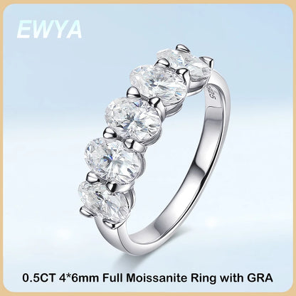 D Color Moissanite Eternity Ring for Women – 0.3CT Oval Cut, GRA Certified, 925 Sterling Silver Wedding Band - Foshkan.com