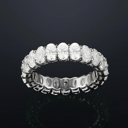 D Color Moissanite Eternity Ring for Women – 0.3CT Oval Cut, GRA Certified, 925 Sterling Silver Wedding Band - Foshkan.com