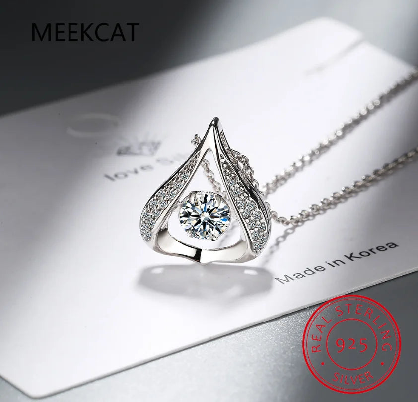 D Color 1 Carat Moissanite Teardrop Pendant Necklace for Women – S925 Sterling Silver Pt950 Chain | Elegant Wedding Jewelry Gift