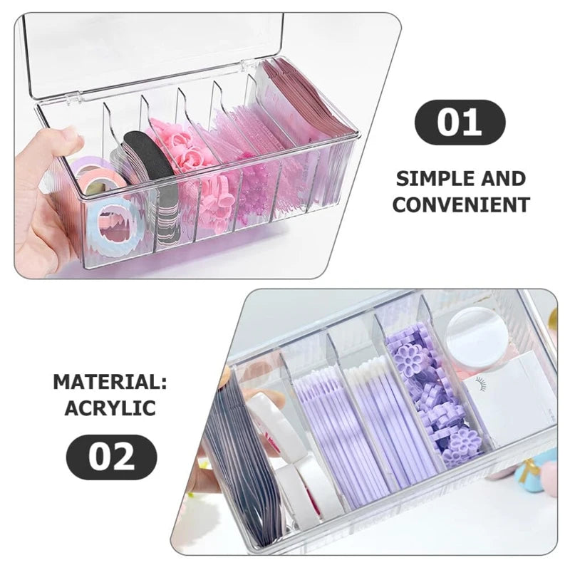 Transparent Eyelash Organizer Display Rack – Lash Extension Storage Box for Eyelash Tools, Cotton Swabs & Grafting Supplies - Foshkan.com