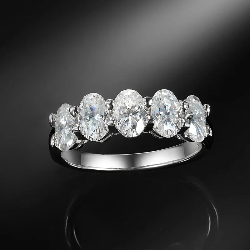 D Color Moissanite Eternity Ring for Women – 0.3CT Oval Cut, GRA Certified, 925 Sterling Silver Wedding Band - Foshkan.com