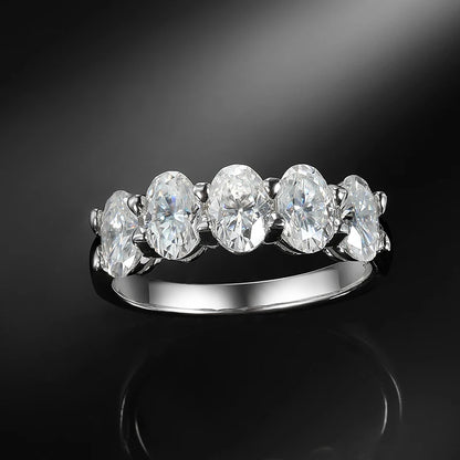 D Color Moissanite Eternity Ring for Women – 0.3CT Oval Cut, GRA Certified, 925 Sterling Silver Wedding Band - Foshkan.com