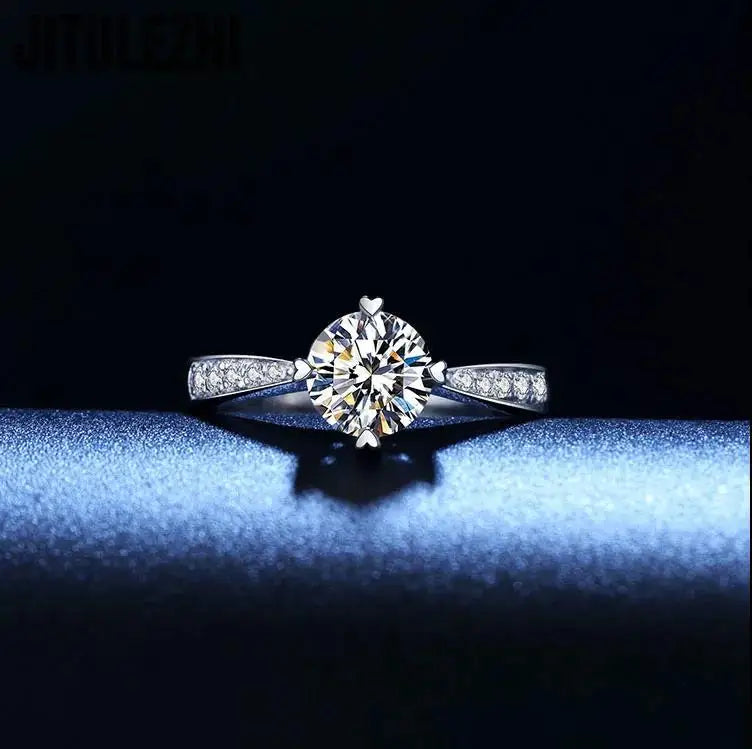 Hot Luxury Crystal 925 Sterling Silver Diamond Ring For Woman Beautiful Moissanite Ring Fashion Noble Wedding Party Jewelry - Foshkan.com