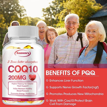 CoQ10 200mg Capsules – Heart & Cardiovascular Support | Natural Energy & Joint Health Supplement - Foshkan.com