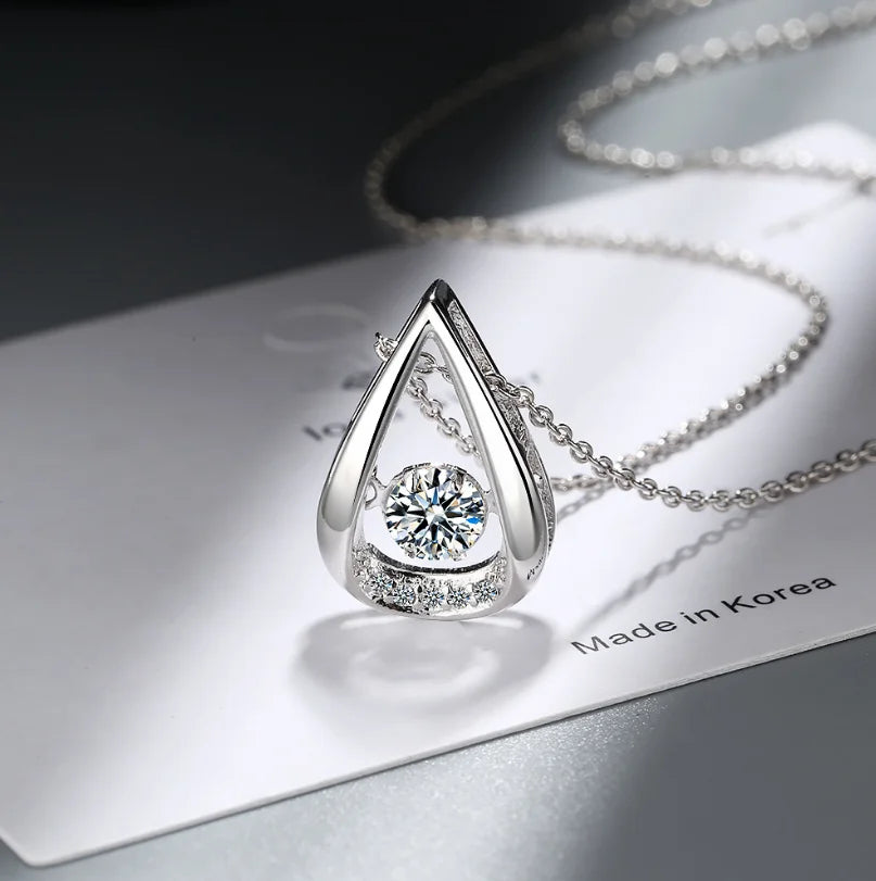 D Color 1 Carat Moissanite Teardrop Pendant Necklace for Women – S925 Sterling Silver Pt950 Chain | Elegant Wedding Jewelry Gift