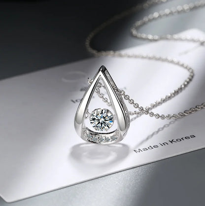 D Color 1 Carat Moissanite Teardrop Pendant Necklace for Women – S925 Sterling Silver Pt950 Chain | Elegant Wedding Jewelry Gift