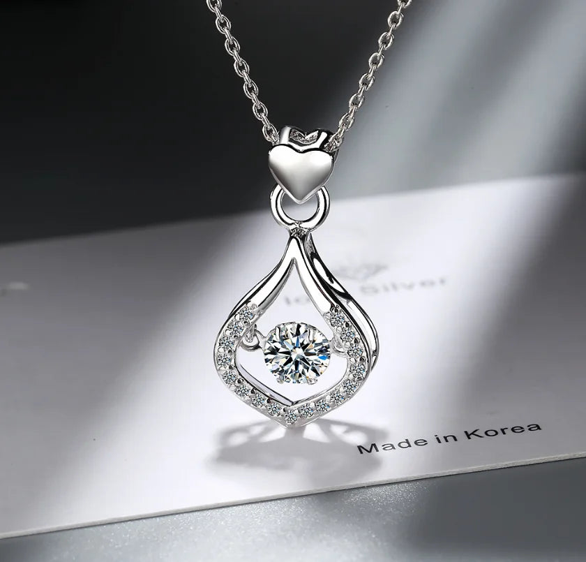 D Color 1 Carat Moissanite Teardrop Pendant Necklace for Women – S925 Sterling Silver Pt950 Chain | Elegant Wedding Jewelry Gift