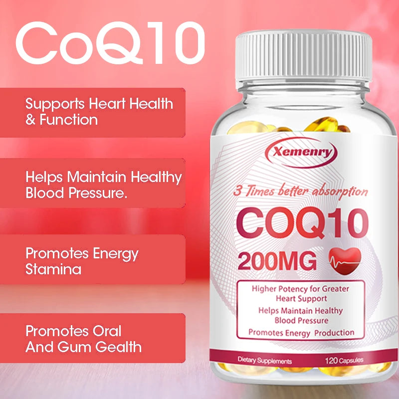 CoQ10 200mg Capsules – Heart & Cardiovascular Support | Natural Energy & Joint Health Supplement - Foshkan.com