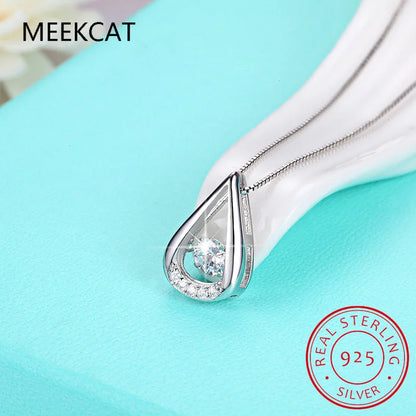 925 Sterling Silver Moissanite Necklace 0.5/1ct D Color VVS1 Water Drop Pendant Fine Jewelry for Women Gift