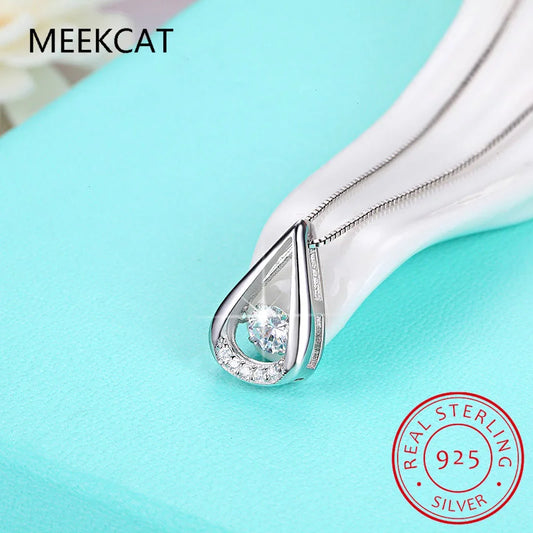 925 Sterling Silver Moissanite Necklace 0.5/1ct D Color VVS1 Water Drop Pendant Fine Jewelry for Women Gift