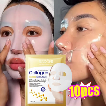 10PCS Collagen Facial Mask – Anti-Wrinkle, Anti-Aging, Moisturizing & Brightening Korean Skincare - Foshkan.com