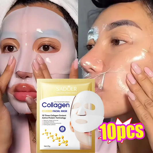 10PCS Collagen Facial Mask – Anti-Wrinkle, Anti-Aging, Moisturizing & Brightening Korean Skincare - Foshkan.com