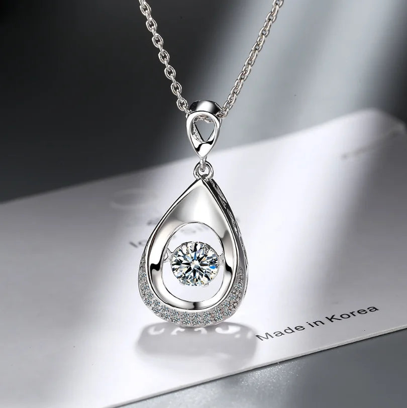 D Color 1 Carat Moissanite Teardrop Pendant Necklace for Women – S925 Sterling Silver Pt950 Chain | Elegant Wedding Jewelry Gift