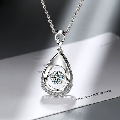 D Color 1 Carat Moissanite Teardrop Pendant Necklace for Women – S925 Sterling Silver Pt950 Chain | Elegant Wedding Jewelry Gift