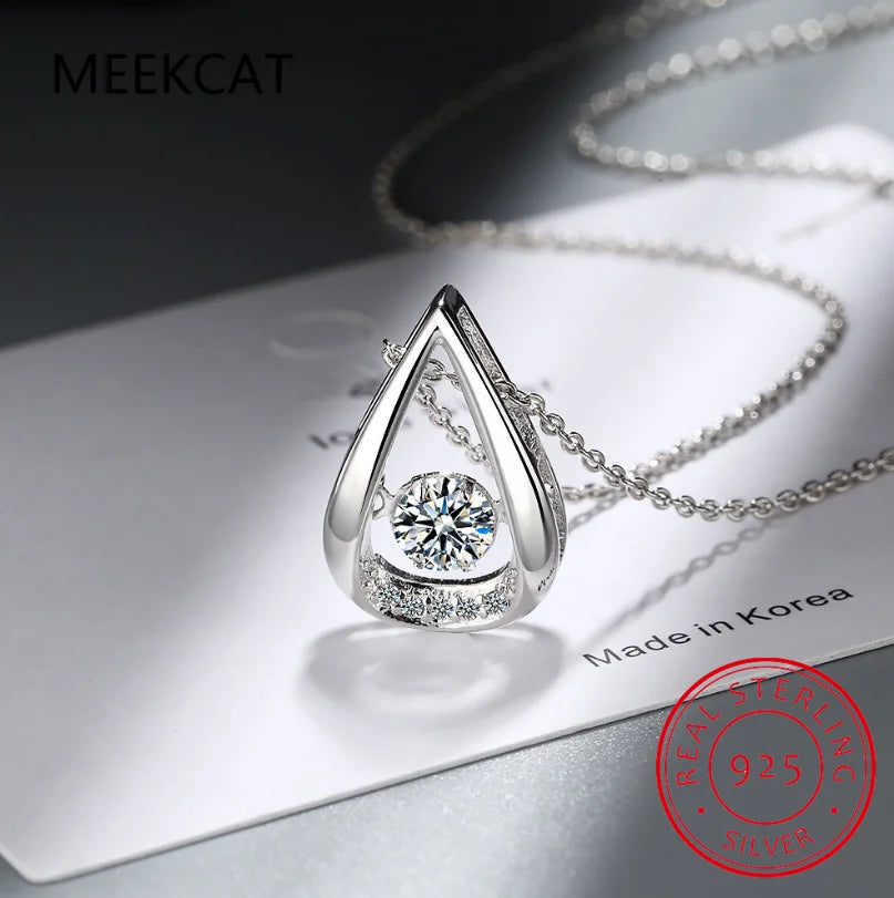 D Color 1 Carat Moissanite Teardrop Pendant Necklace for Women – S925 Sterling Silver Pt950 Chain | Elegant Wedding Jewelry Gift