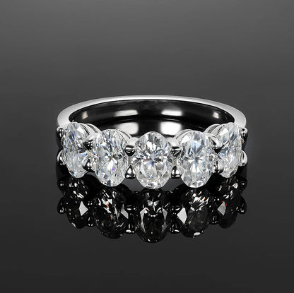 D Color Moissanite Eternity Ring for Women – 0.3CT Oval Cut, GRA Certified, 925 Sterling Silver Wedding Band - Foshkan.com