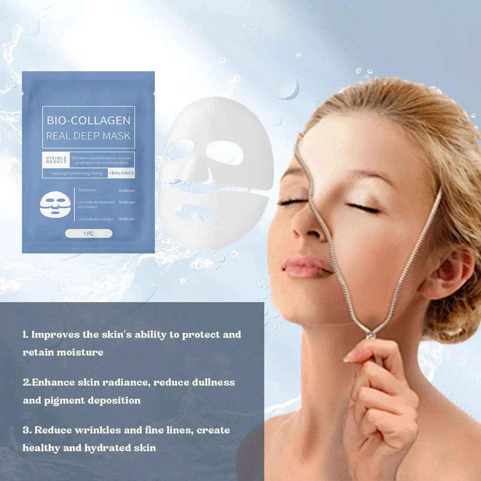 1/3/5/10PCS Bio Collagen Face Mask – Anti-Wrinkle, Firming & Brightening Korean Skincare for Fine Lines & Anti-Aging - Foshkan.com