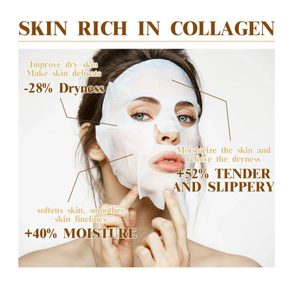 10PCS Collagen Facial Mask – Anti-Wrinkle, Anti-Aging, Moisturizing & Brightening Korean Skincare - Foshkan.com