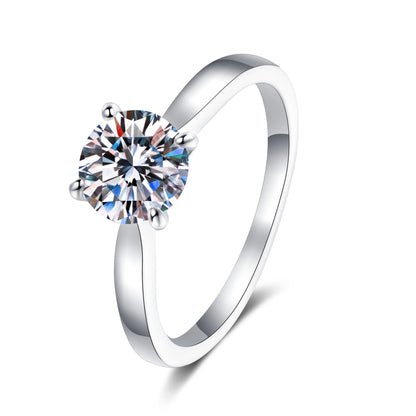 EWYA Classic D Color 4 Prong 0.5-2CT Moissanite Rings For Women Fine Jewelry S925 Sterling Silver Diamond Ring Wedding Band Gift - Foshkan.com