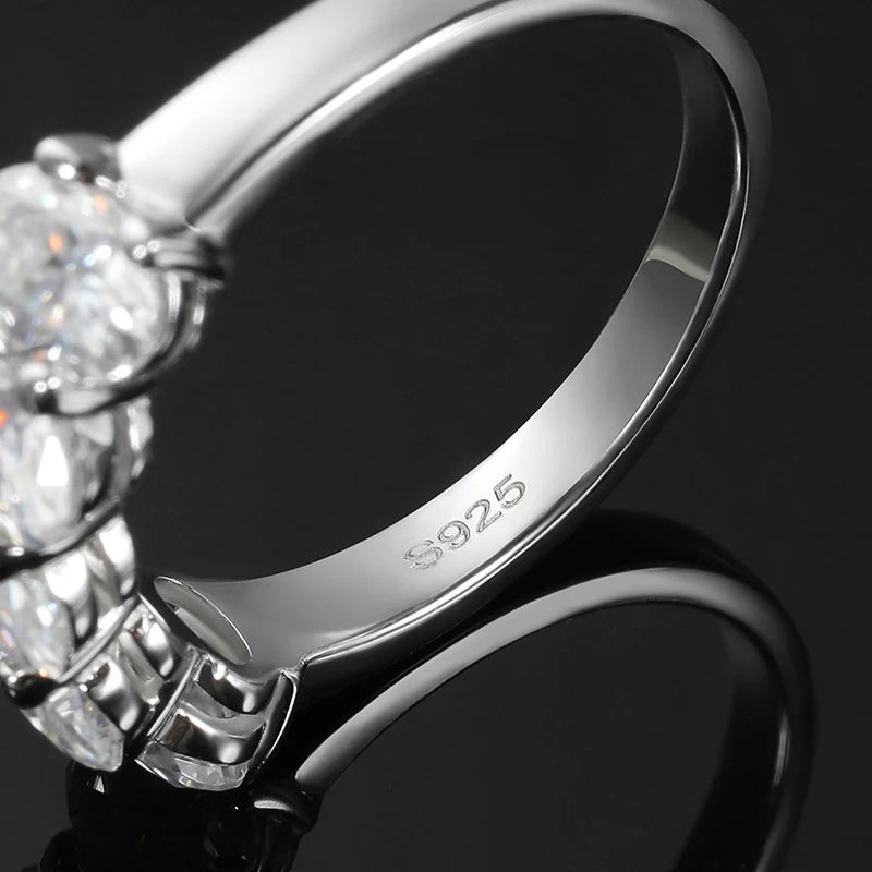 D Color Moissanite Eternity Ring for Women – 0.3CT Oval Cut, GRA Certified, 925 Sterling Silver Wedding Band - Foshkan.com