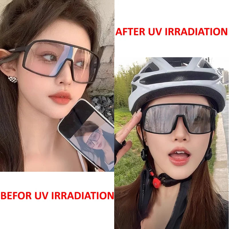 Large Frame UV400 Polarized/Photochromic Sports Cycling Bike Glasses Men Women TR90 MTB Baseball Fishing Softball Sunglasses - Foshkan.com