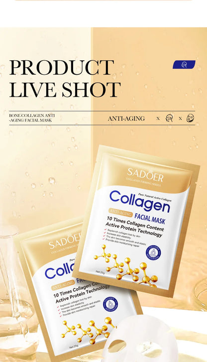 10PCS Collagen Facial Mask – Anti-Wrinkle, Anti-Aging, Moisturizing & Brightening Korean Skincare - Foshkan.com