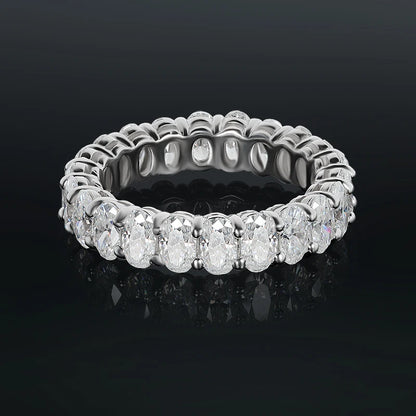 D Color Moissanite Eternity Ring for Women – 0.3CT Oval Cut, GRA Certified, 925 Sterling Silver Wedding Band - Foshkan.com