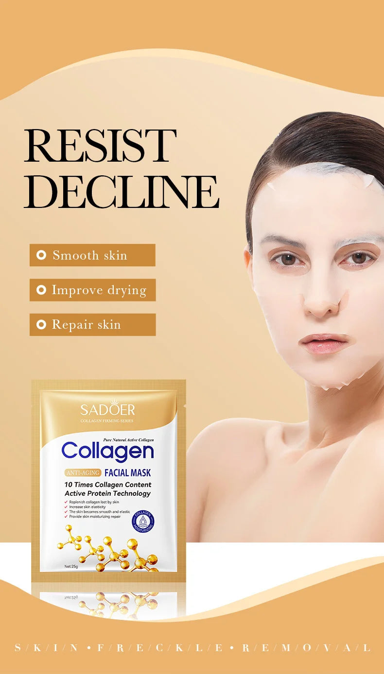 10PCS Collagen Facial Mask – Anti-Wrinkle, Anti-Aging, Moisturizing & Brightening Korean Skincare - Foshkan.com