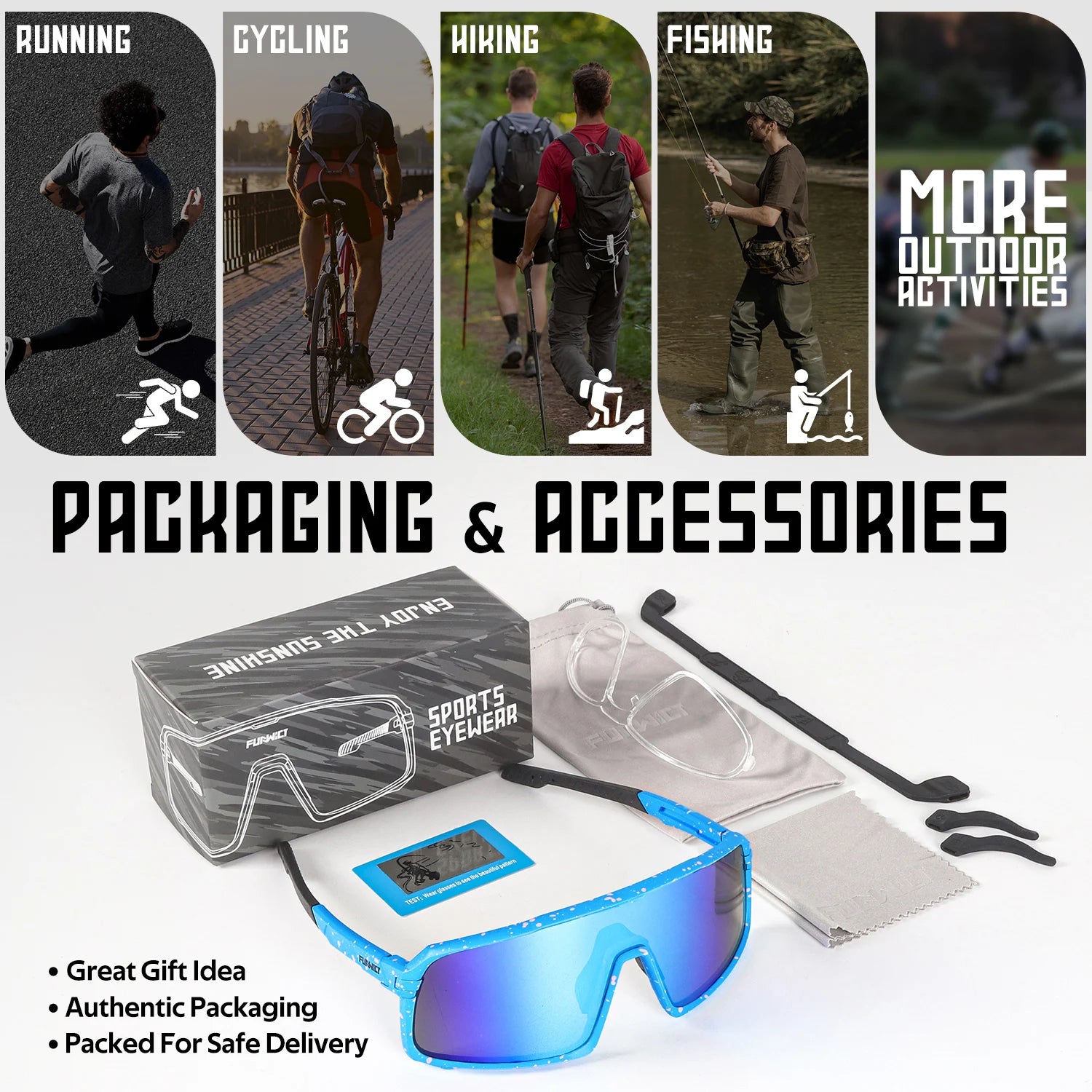 Polarized Sports Sunglasses for Men & Women – UV400 Outdoor Protection for Cycling, Hiking, Driving, Running & More - Foshkan.com